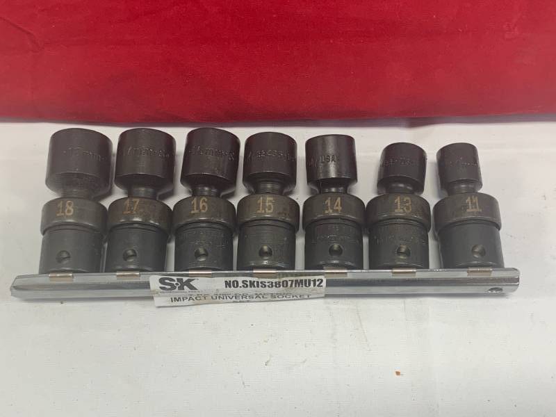 lot 5 image: New SK Tools 7pc 38 dr Metric Universal Impact Swivel Socket Set