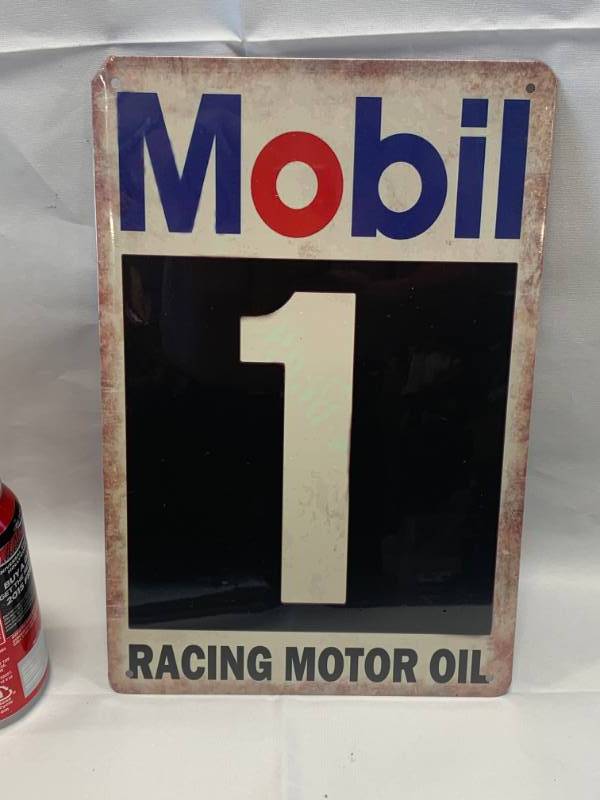 lot 39 image: Mobile Racing Motor Oil Metal Sign