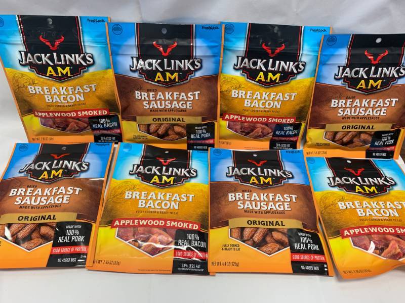 lot 48 image: Lot of 8 Jack Link Bacon & Sausage $64 Retail