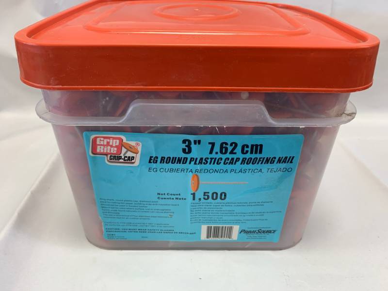 lot 51 image: 3 Plastic Cap Roofing Nails 1500 Count