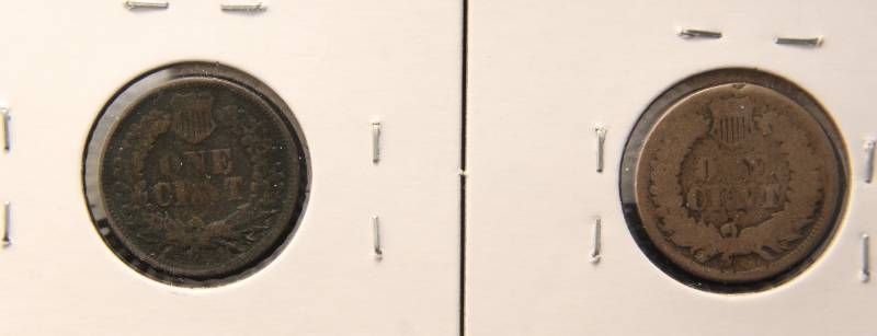 lot 12 image: 2 INDIAN HEAD CENTS 1862 1864