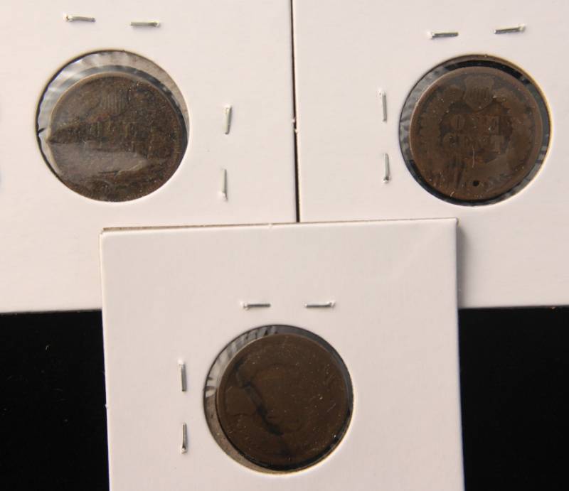 lot 19 image: 3 BETTER DATE INDIAN HEAD CENTS 1867 1868 1869