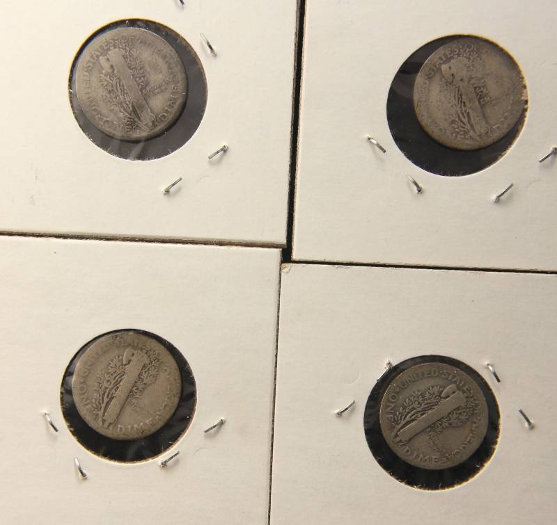 lot 20 image: 4 MERCURY DIMES 1923 1923-S 1924-D 1924-S