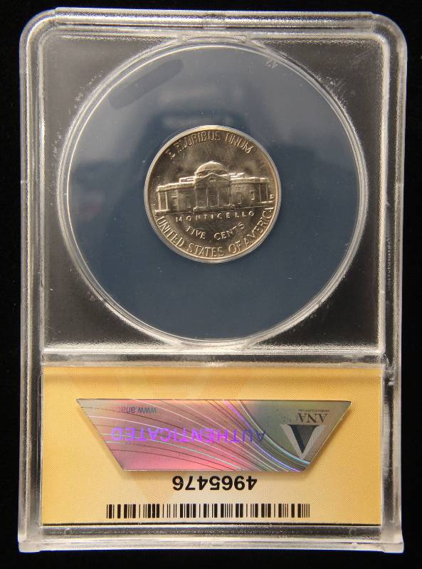 lot 40 image: 1957-D JEFFERSON NICKEL MS65 ANACS