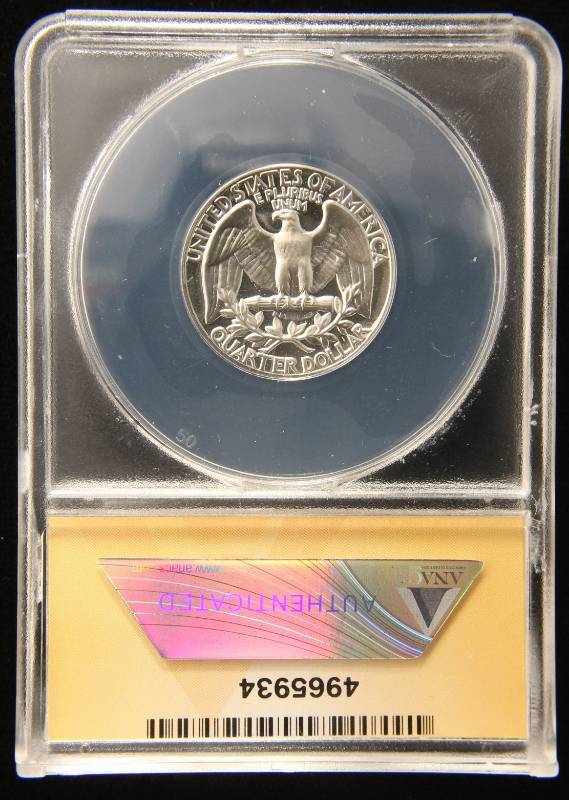 lot 41 image: 1963 PROOF WASHINGTON QUARTER PF67 ANACS