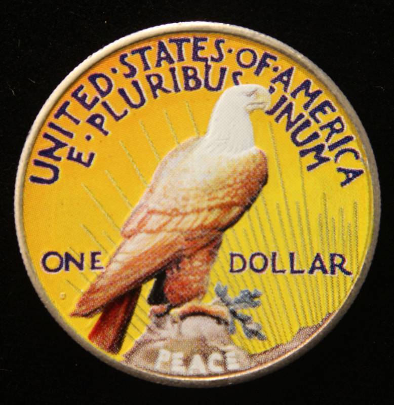 lot 44 image: 1922 PEACE SILVER DOLLAR COLORIZED