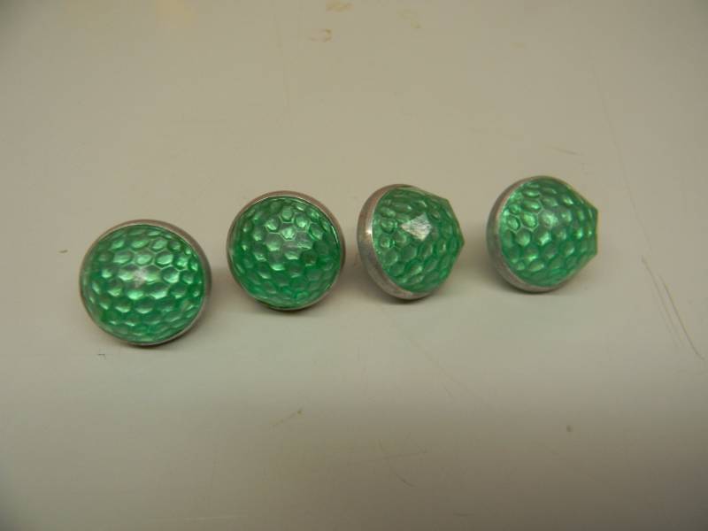 lot 5 image: (4) Vintage GREEN TALL Cut Plastic Jewel License Plate Reflectors - MotorcycleCarBIKE - SEE PICTURES
