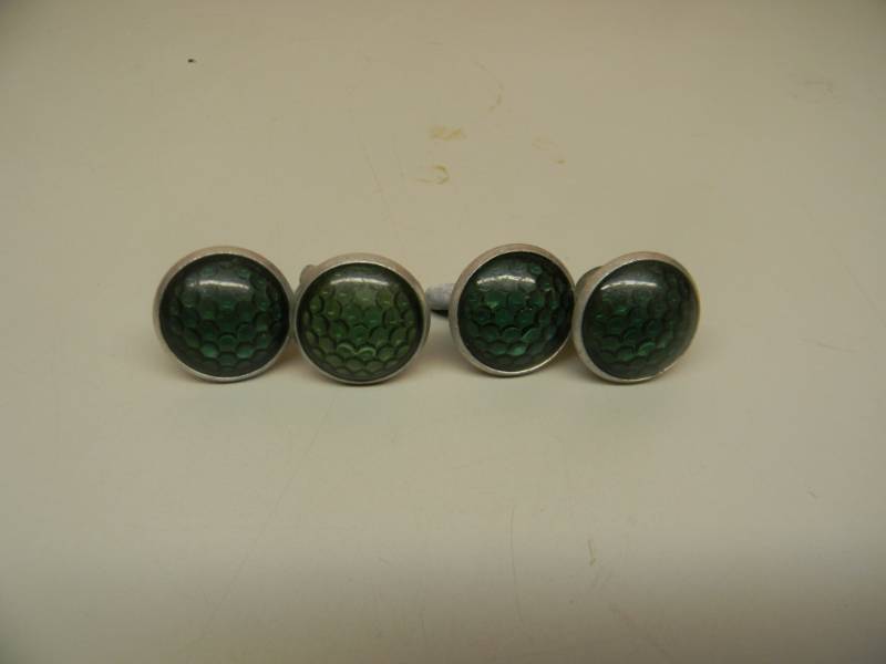 lot 8 image: (4) Vintage RARE DARK GREEN DOME SPRING Cut Plastic Jewel License Plate Reflectors - MotorcycleCarBIKE - SEE PICTURES