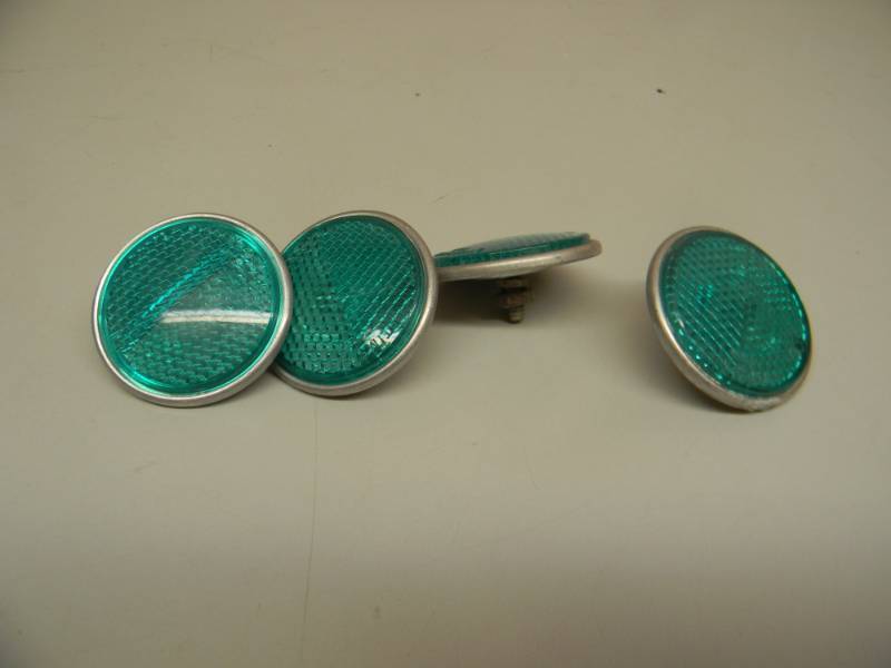 lot 15 image: (4) VINTAGE - RARE - STIMSONITE - CHARLES GULOTTA LONG RANGE NO.375 REFLECTORS - RARE TURQUOISE GREEN - SEE PICTURES