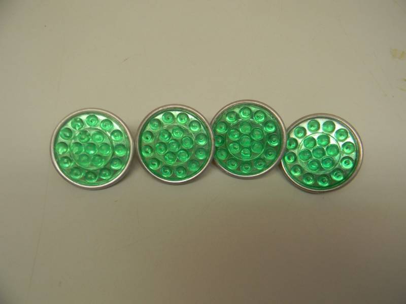lot 16 image: (4) VINTAGE CHARLES GULOTTA CO.JEWEL GREEN REFLECTORS - RARE VERY COOL - SEE PICTURES