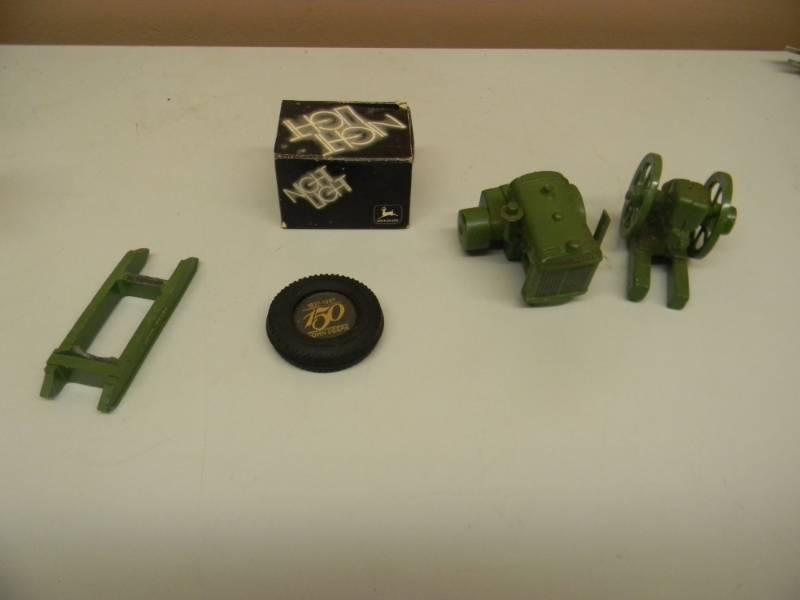 lot 115 image: JOHN DEERE COLLECTION - NIGHT LIGHT, WORKS - 150TH ANNIVERSARY DISPLAY MINI TIRE - & VINTAGE FARM EQUIPMENT - SEE PICTURES