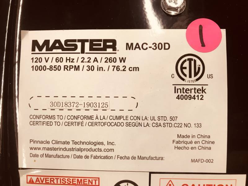 Master 30 Professional Heavy Duty High Velocity Barrel Floor Fan