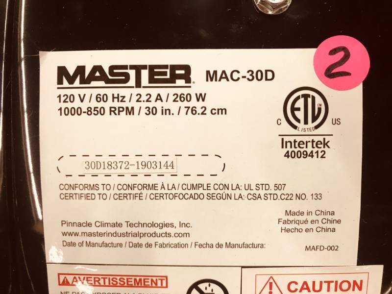 Master 30 Professional Heavy Duty High Velocity Barrel Floor Fan