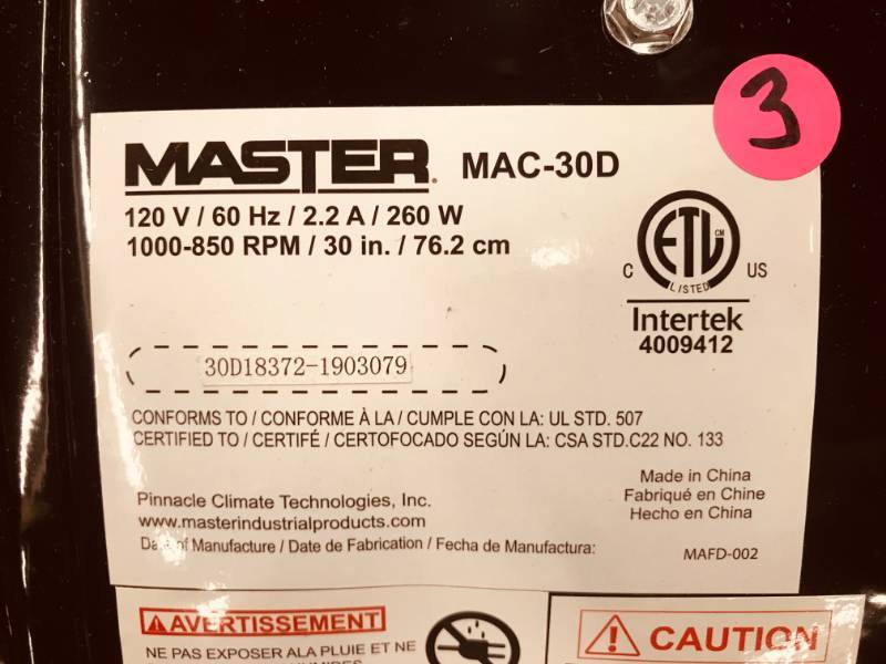 Master 30 Professional Heavy Duty High Velocity Barrel Floor Fan