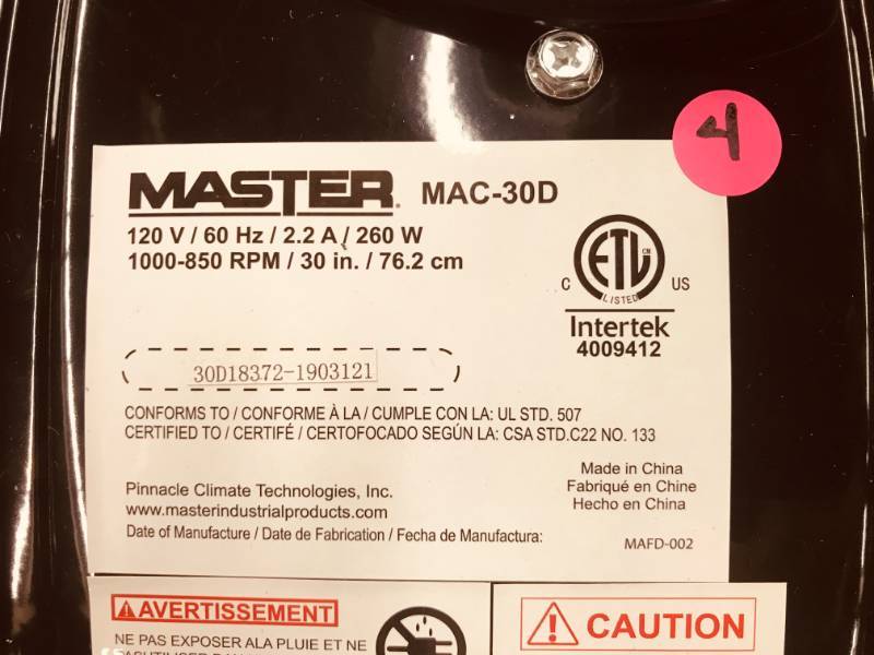 Master 30 Professional Heavy Duty High Velocity Barrel Floor Fan