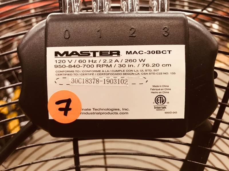 Master 30 Professional Heavy Duty Floor Fan, Tiltable