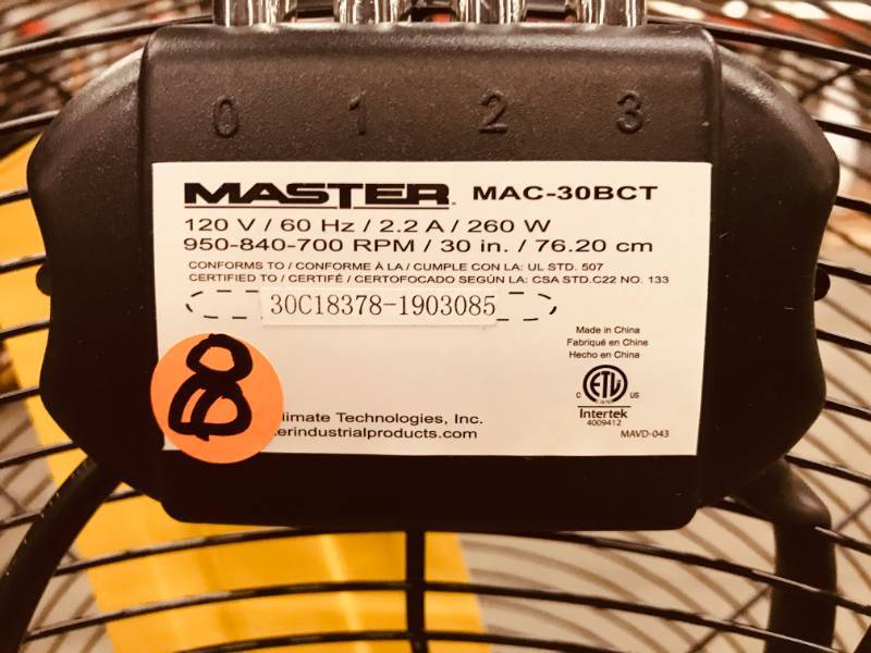 Master 30 Professional Heavy Duty Floor Fan, Tiltable
