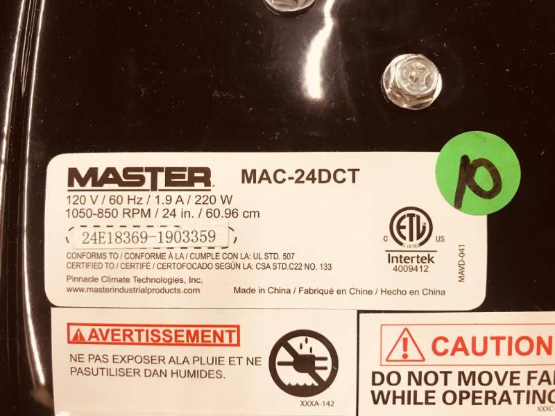 Master 24 Professional Heavy Duty High Velocity Tiltable  Barrel Floor Fan
