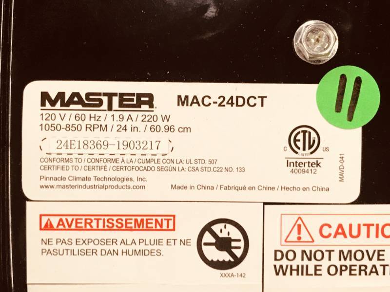 Master 24 Professional Heavy Duty High Velocity Tiltable  Barrel Floor Fan