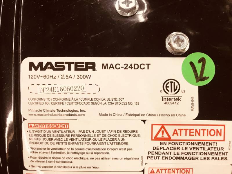 Master 24 Professional Heavy Duty High Velocity Tiltable  Barrel Floor Fan