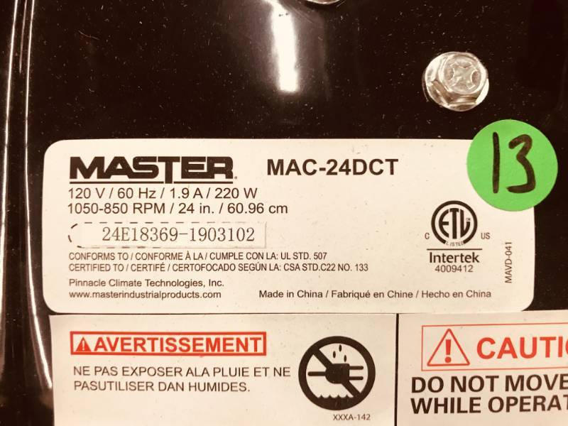 Master 24 Professional Heavy Duty High Velocity Tiltable  Barrel Floor Fan