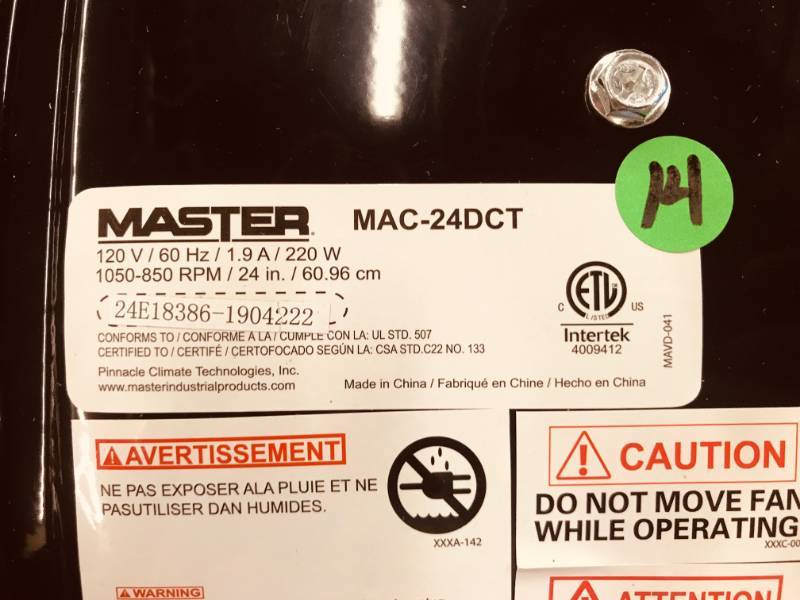 Master 24 Professional Heavy Duty High Velocity Tiltable Barrel Floor Fan