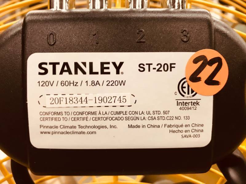 STANLEY 20 High Velocity Direct Drive Floor Fan