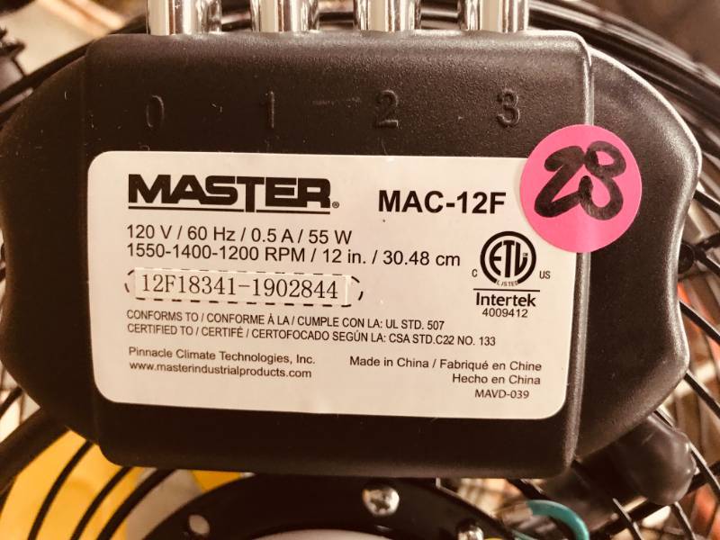 Master 12 Professional High Velocity Direct Drive Floor Fan
