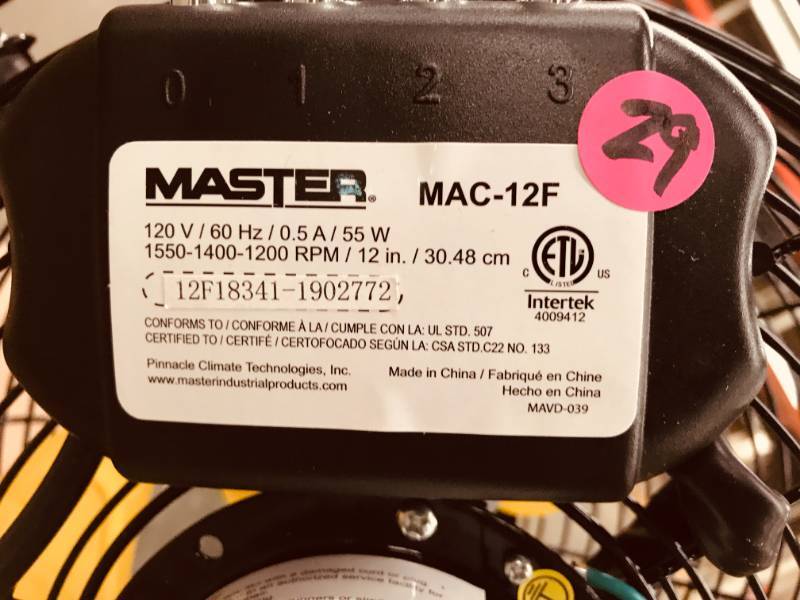 Master 12 Professional High Velocity Direct Drive Floor Fan