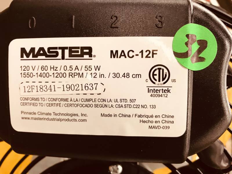 Master 12 Professional High Velocity Direct Drive Floor Fan
