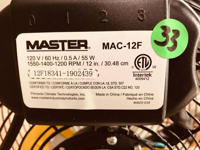 Master 12 Professional High Velocity Direct Drive Floor Fan