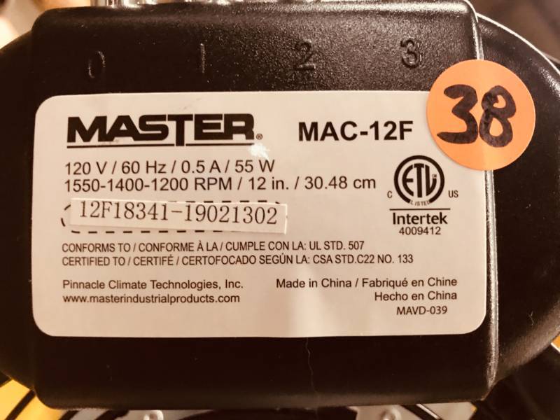 Master 12 Professional High Velocity Direct Drive Floor Fan