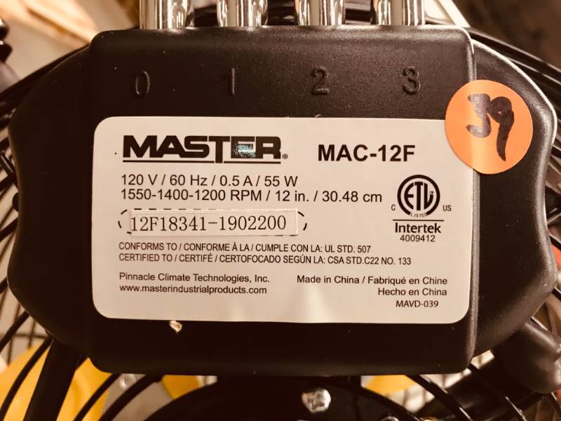 Master 12 Professional High Velocity Direct Drive Floor Fan
