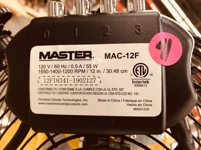 Master 12 Professional High Velocity Direct Drive Floor Fan