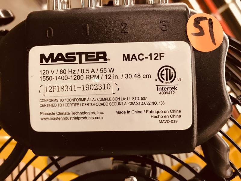 Master 12 Professional High Velocity Direct Drive Floor Fan