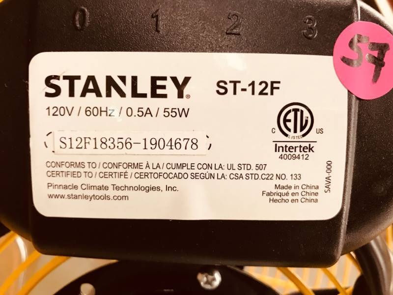 STANLEY 12 High Velocity Direct Drive Floor Fan