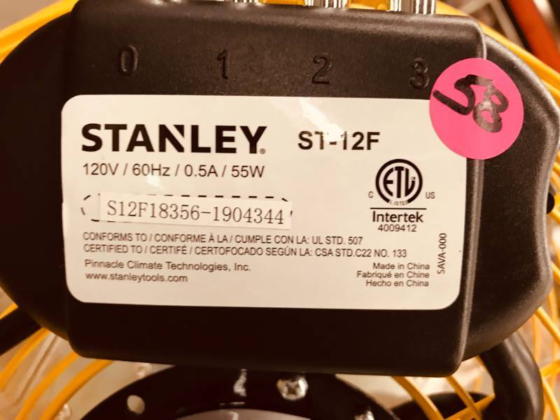 STANLEY 12 High Velocity Direct Drive Floor Fan