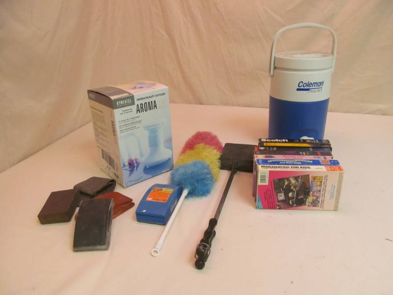 lot 62 image: Aromatherapy diffuser, VHS, Cooler,...