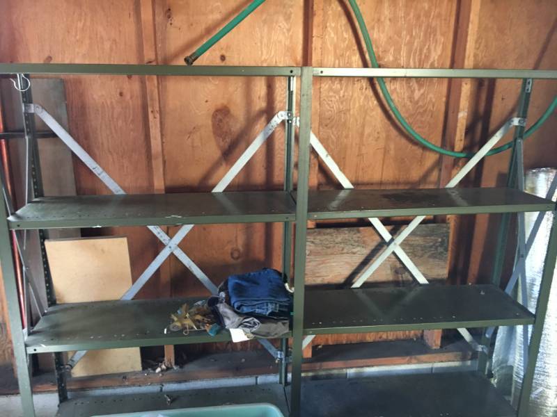 lot 82 image: set of metal shelves- 6x5 tall (16...