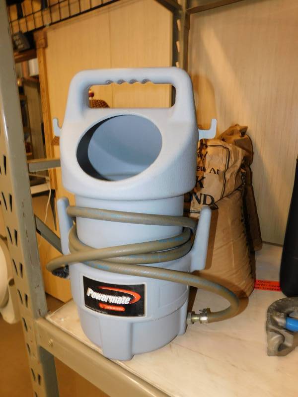 lot 27 image: Powermate Air Sandblaster with 50-Pound Hopper & 2 Bags of Black Diamond Blasting Abrasive
