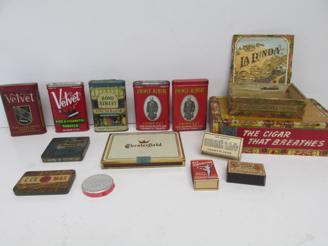 lot 50 image: Group of Vintage Tobacco Tins Cigar Boxes etc