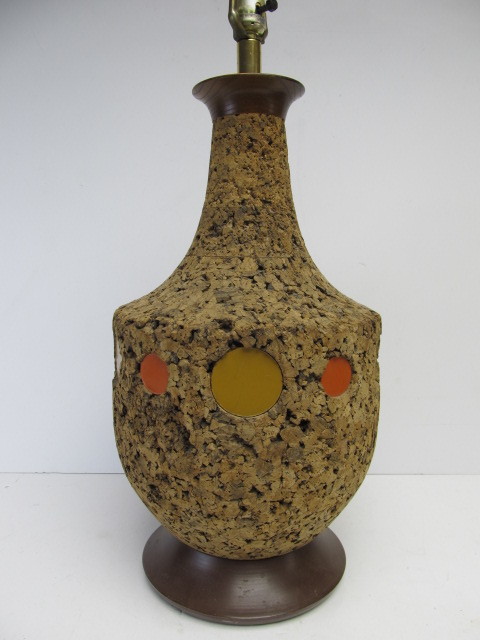 lot 67 image: Large Mid Century Cork Table Lamp