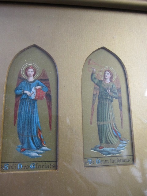 lot 83 image: 2 Framed Antique Lithograph Prints Featuring Angels