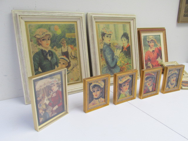 lot 125 image: Large Group of Framed Vintage Impressionist Style Prints