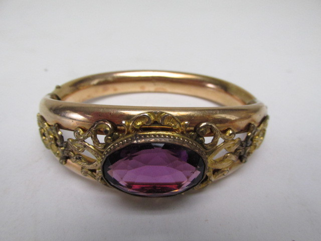 lot 143 image: Antique Gold Filled Cuff Bracelet by F.M. Co