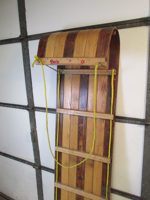 lot 217 image: Vintage PARIS Wooden Toboggan
