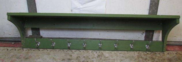 lot 231 image: Vintage Green Painted Wooden Hat Rack
