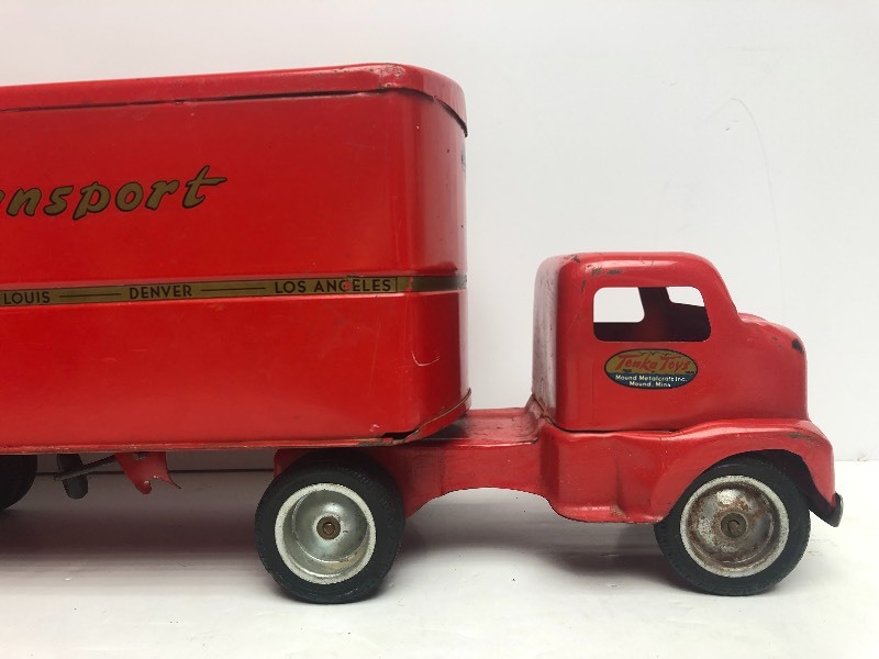 lot 3 image: Vintage 1950s Pressed Steel TONKA TOY TRANSPORT Truck