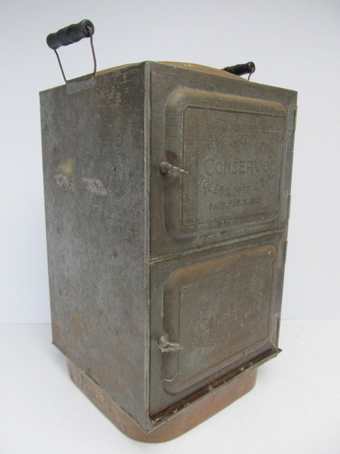 lot 96 image: Antique Primitive TOLEDO CONSERVO Galvanized Metal Pie Safe