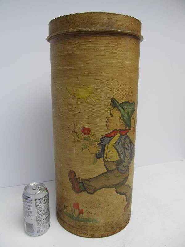 lot 254 image: Large Vintage Hand Painted Steel Umbrella Holder Basket